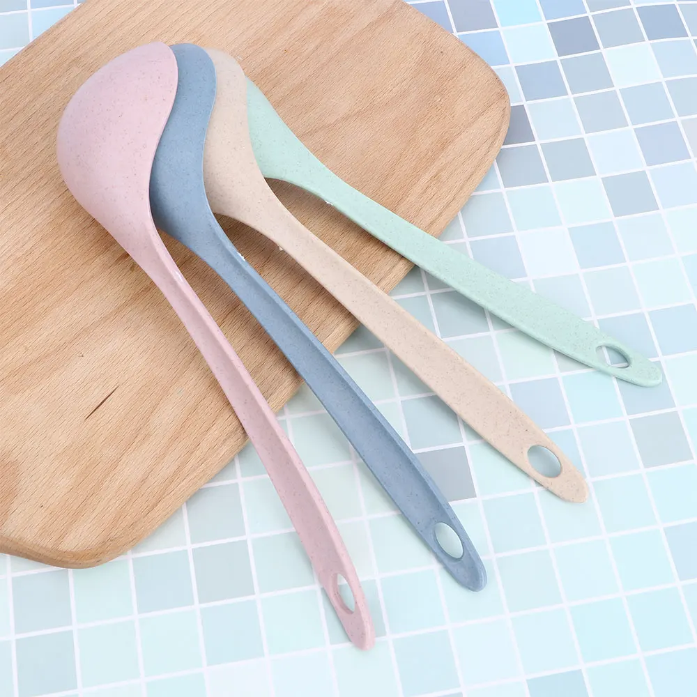 Посуда пшеничная соломенная ложка для риса 4 цвета с длинной ручкой суповая еды