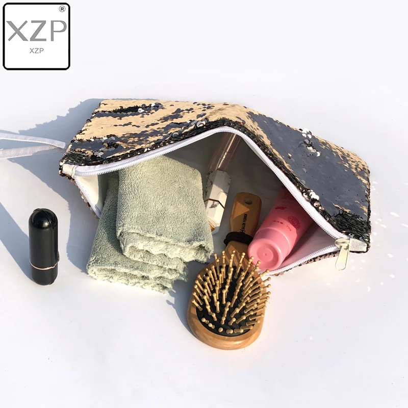 XZP 2019 Новый блестками косметички двойной Цвет сумочка косметичка для макияжа