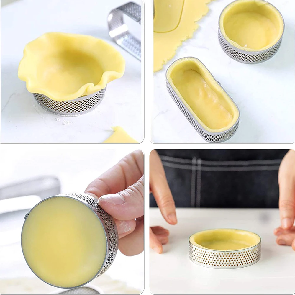 10/5/2pcs Circular Quiche Tart Ring Mousse Cake Mould Porous French Dessert Circle for Kitchen Pastry Baking Decor Tools | Дом и сад