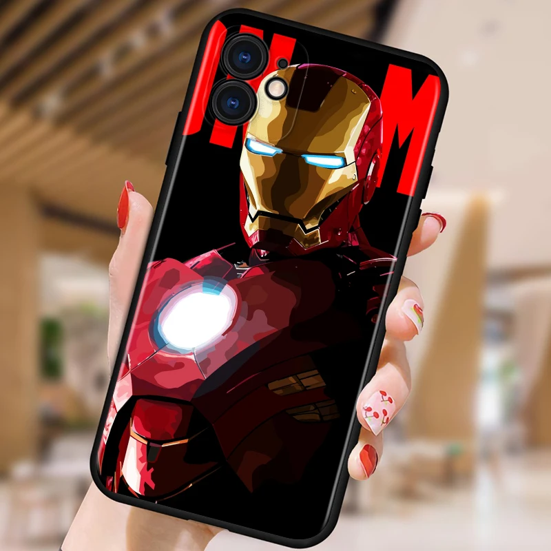 

Marvel Iron Man for iphone 5 5S 6 7 8 X XR XS 11 12 SE MAX Plus Pro mini 2020 TPU Black Phone Case