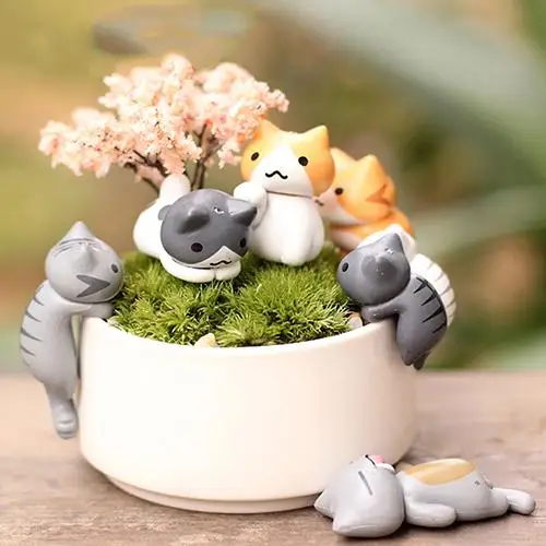 

6 pcs/set Mini Cat Moss Micro World Bonsai Garden Small Ornament Landscape Home & Garden Decoration Lovely Miniature Craft Decor