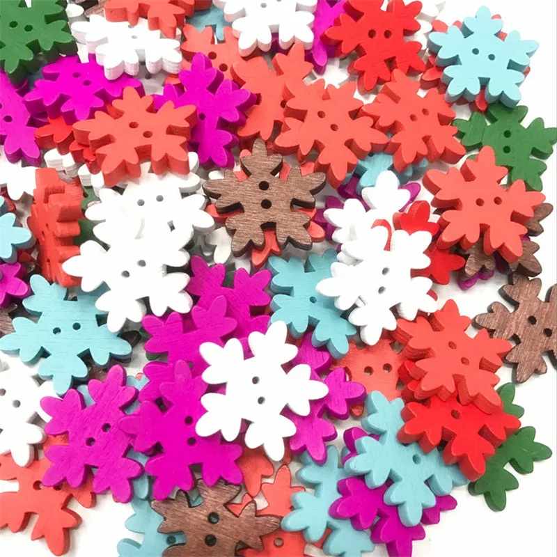 

100pcs Christmas Wooden Buttons for Scrapbook Crafts DIY Baby Children Clothing Sewing Accessories Button Decoration