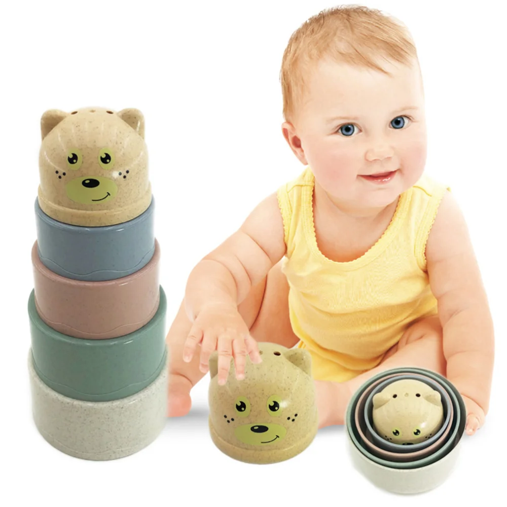 

1 Set Children Bath Toys Cartoon Animal Shape Shower Stacking Cup Playthings