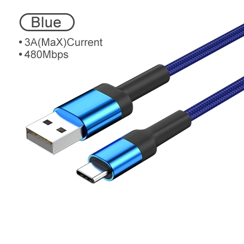 Blue OREY 3A type C кабель для быстрой зарядки для huawei P30 Pro USB C кабель для samsung S10+ быстрая зарядка USB-C кабель type C - Цвет: Blue