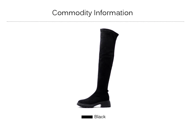 Artmu Original Women Boots Over-the-knee Butterfly Thick Bottom Elastic Boots Thin Boots Handmade High Boots New Black 9013