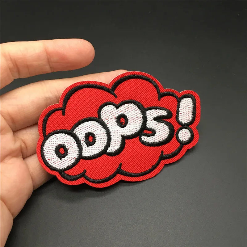 OOPS! Kleidung Aufkleber Größe: 8,3x5,3 cm Stickerei Patch Eisen auf Streifen für Kleidung DIY Abzeichen Nähen Applique Dekoration – Detail 4