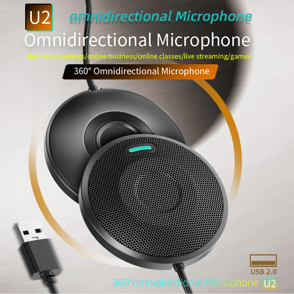 

Muslady Conference Computer Microphone Pickup USB Omni-directional Microphone Condenser Mic with 2-Meter Cable Flip to Mute