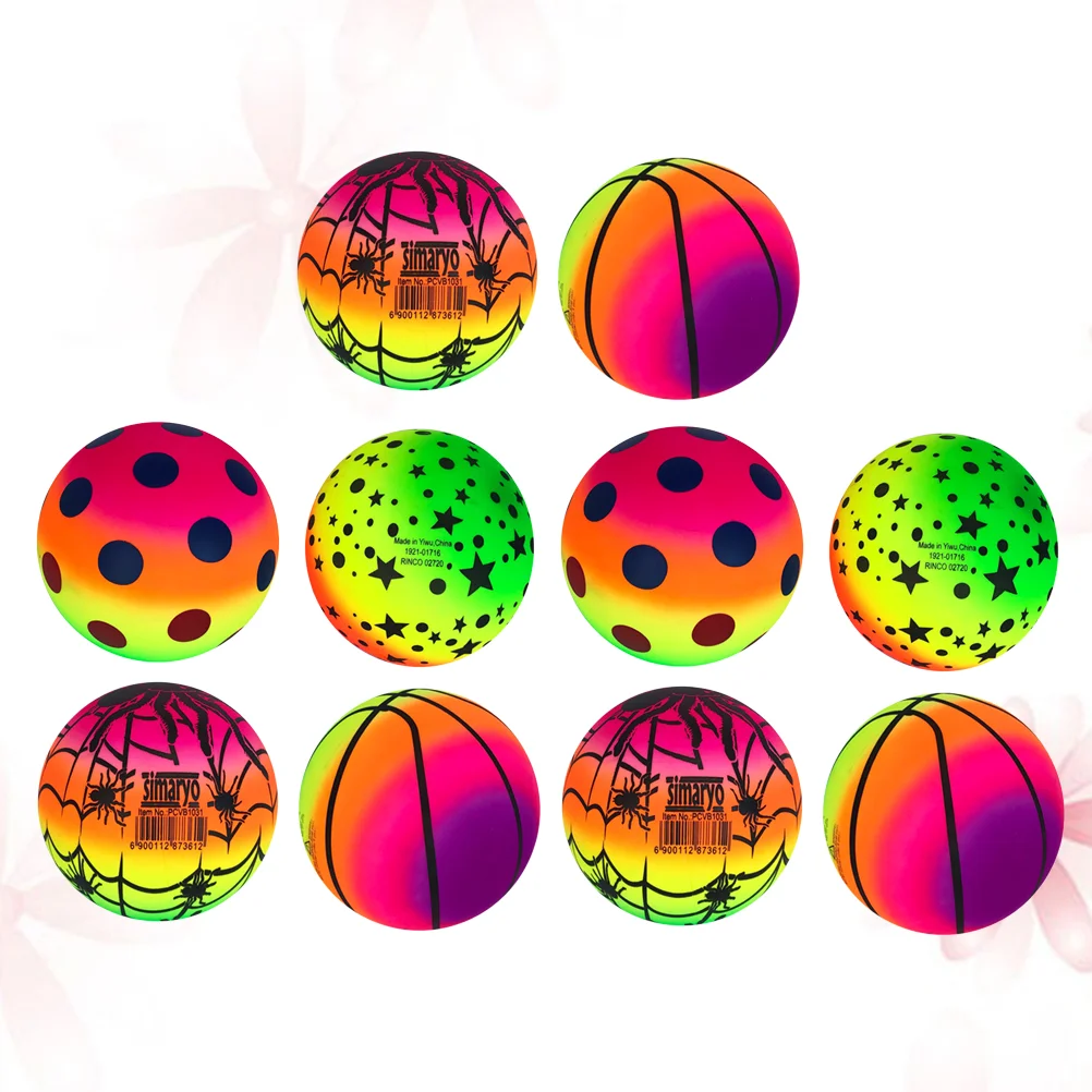 

10 Pcs 16 CM Rainbow Balls Elastic PVC Beach Sports Play Ball Kickball Flap Ball Children for Indoor Outdoor Playground