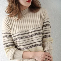 autumn and winter new half high collar cashmere sweater ladies sweater loose thick short pullover knit bottoming shirt