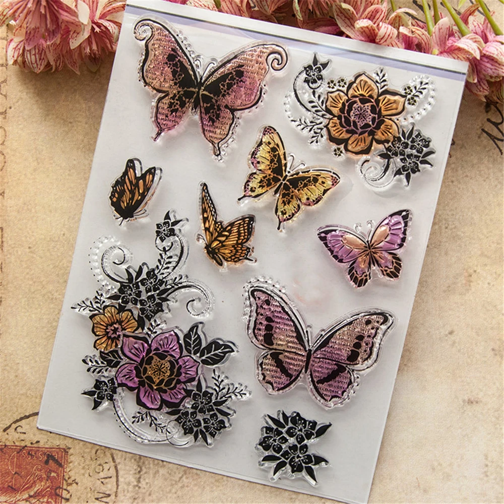 Цветные бабочки прозрачные силиконовые штампы для скрапбукинга детей DIY ручной