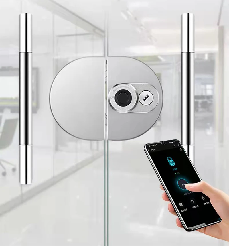 

Smart Glass Door Lock Fingerprint & Bluetooth APP & Mechanical Key Unlock Electronic Keyles Lock USB Charge For Office Door