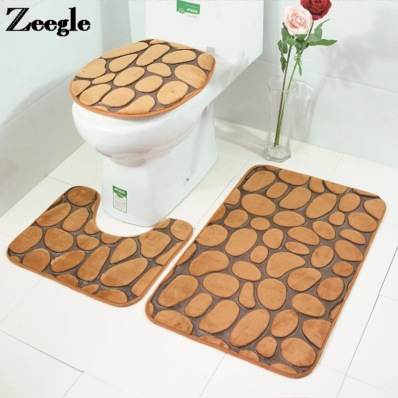 

Zeegle коврик для ванной комнаты, фланелевый коврик для душа, коврик для ванной, пылезащитные коврики для унитаза, противоскользящие напольные...