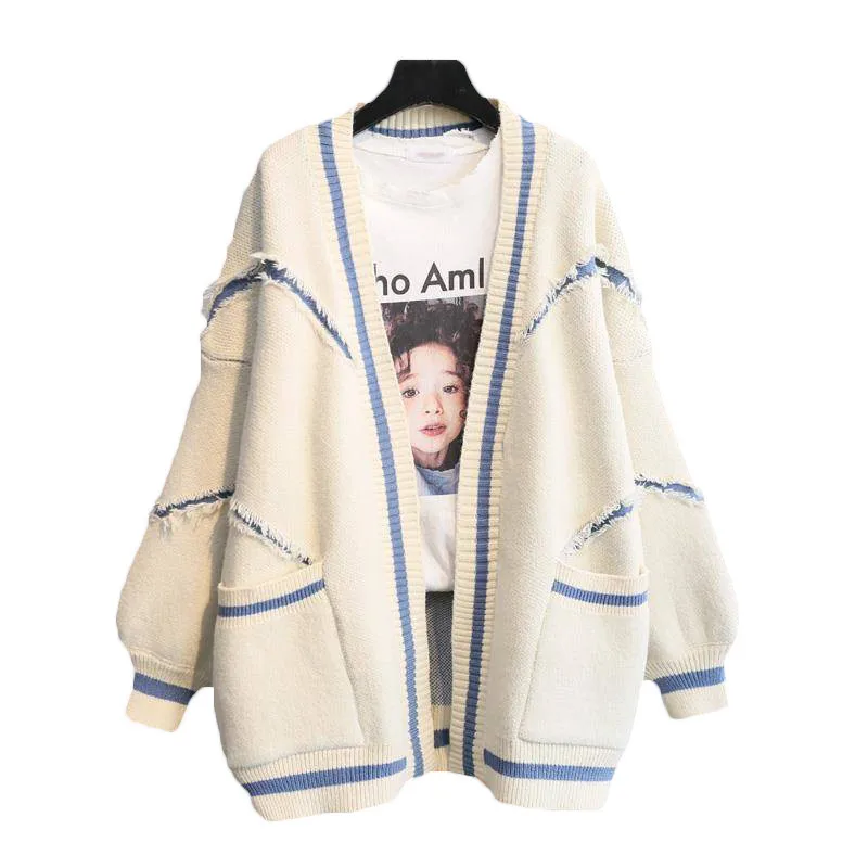 

2021 New Korean Style Jacket Women Autumn LooseThick Knit Sweaters Long-sleeved Sweater Cardigan Women Winter Coats Tops f447