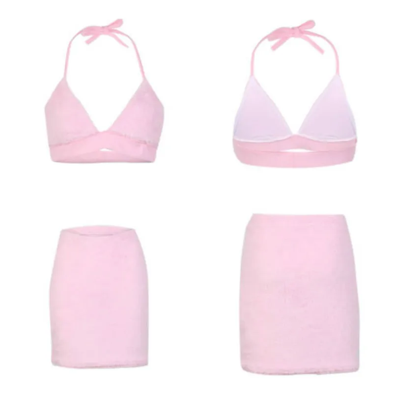 Женский короткий топ с открытой спиной комплект юбкой в обтяжку Клубная одежда