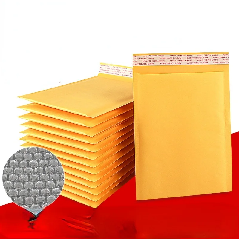 

5pcs Mailing Shipping Bubble Mailers Kraft Paper Bubble Bag Thickened Shockproof Self-adhesive Express Envelope Yellow Foam Bag