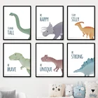 Мультяшный динозавр, Трицератопс, тираннозавр, настенная Картина на холсте, скандинавские постеры и принты, настенные картины, декор детской комнаты