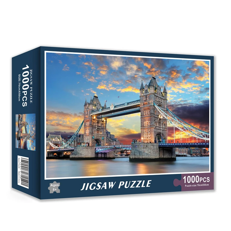 

1000pcs Jigsaws London Tower Bridge Sunset Scenery Photo for Family Game Children Adult Relief Stress Toy Hotel Room Decoration
