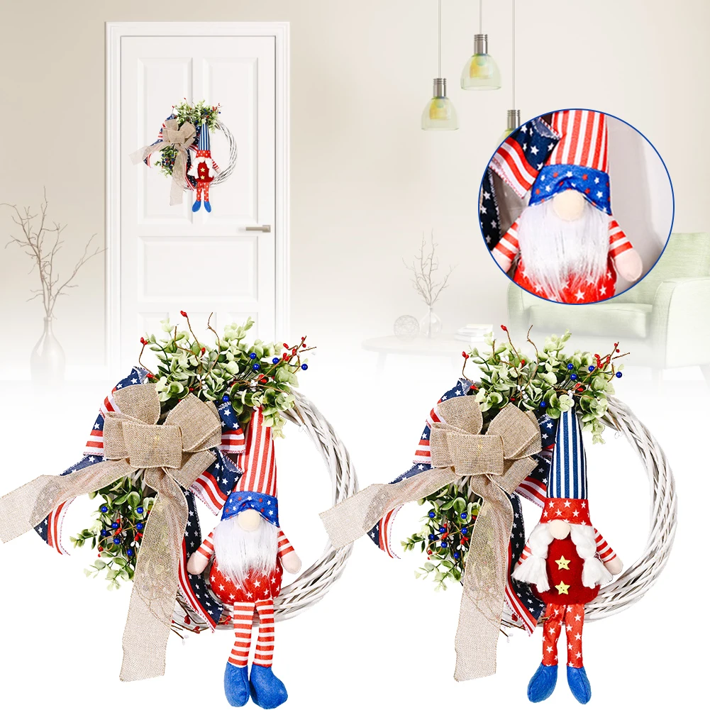 

Patriotic Wreath Front Door Decorations 4th of July Independence Day American Flag Wreath USA Garland Hanging Decor Veterans Day