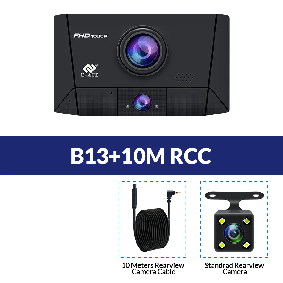 B13-10M RCC E-ACE Автомобильный видеорегистратор 3 камеры s объектив 4,0 дюймов видео регистратор Dash Cam FHD 1080P Авто регистратор с камерой заднего вида DVRs Dash camera - Название цвета: B13-10M RCC
