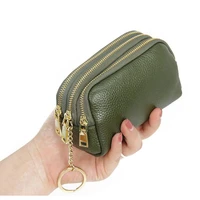 genuine leather women card coin key holder change pouch purse mini pocket zipper popular small money bag wallet high capacity