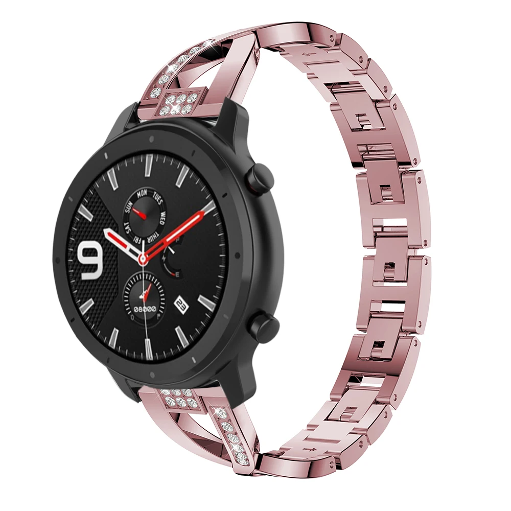 Luxury Stainless Steel Watch Band Strap For Huami Amazfit GTR 47mm 42mm Replacement Alloy Metal Watchband Women Crystal Bracelet | Наручные