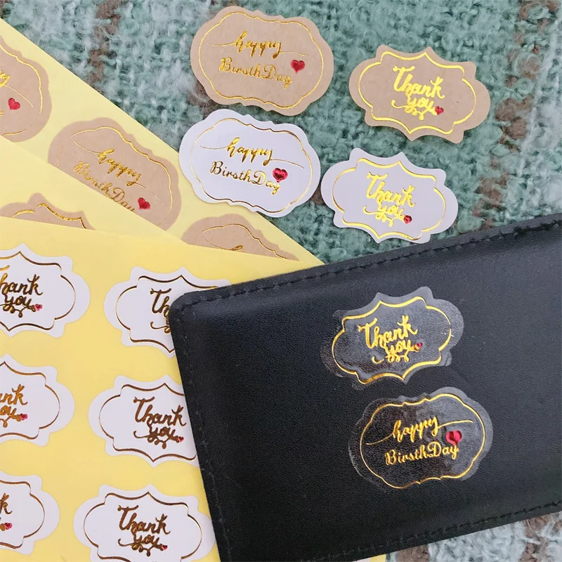 

120pcs/lot Cloud-shaped Tricolor Polygonal Sticker Pegatina Thank You Happy Birthday Stikers Scrapbooking Material Decoration