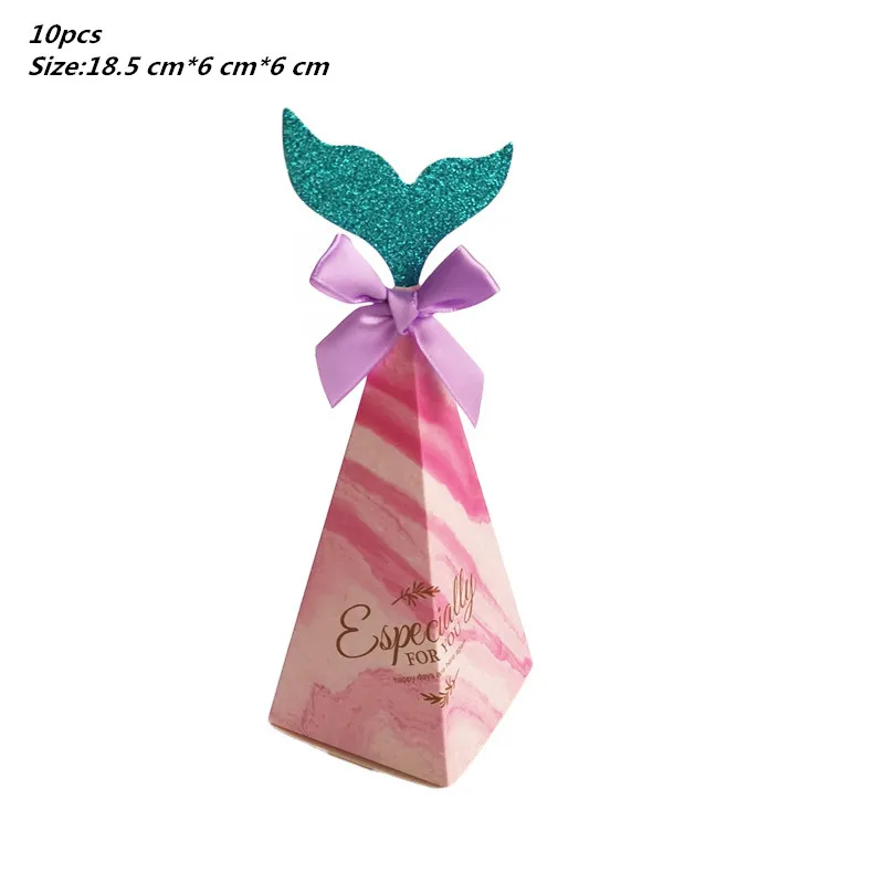 10pcs candy box 10 шт./партия, коробки для конфет русалки, цветные подарочные коробки с бантом и хвостом русалки, спрос среди детей, подарочные пакеты и упаковочные материалы для свадебной тематики - Цвет: 10pcs candy box