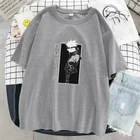 Футболка мужская с аниме принтом, Повседневная Уличная рубашка из мягкого хлопка, с круглым вырезом, лето 2022