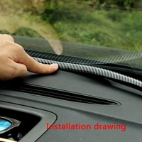160cm car dashboard sealing strip carbon fiber styling auto dashboard gap filling rubber sealing strip black dust interior parts