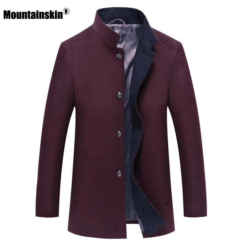 Куртка Mountainskin Мужская шерстяная длинная приталенная Повседневная однотонная с