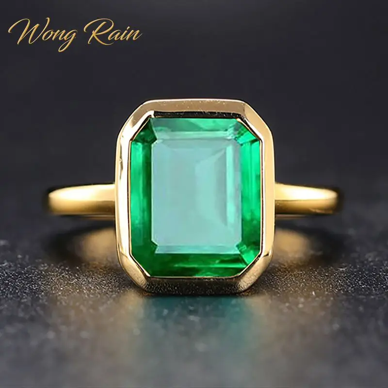 Wong Rain Винтажное кольцо из 100% стерлингового серебра 925 пробы с изумрудом для