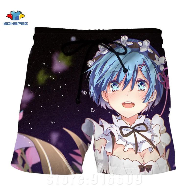 Шорты для бега с 3D принтом Re:zero Twin maid Ram Rem мужские шорты аниме сексуальные девочек