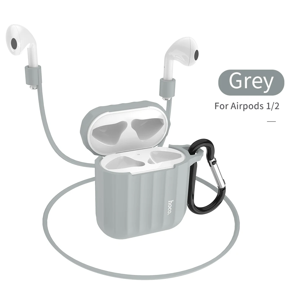 HOCO чехол для наушников для Apple Airpods, мягкий ТПУ чехол, цветной ультра тонкий прозрачный протектор для Air pods, bluetooth чехол для наушников - Цвет: WB10 Gray