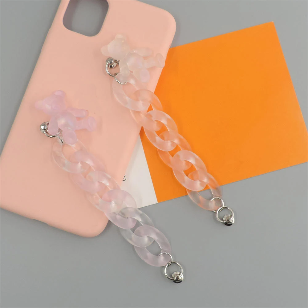 

Cute Pink Little Bear Phone Lanyard Acrylic Chain For DIY Making Phone Case Bag Key Chain Decoration Jewelry Accessories