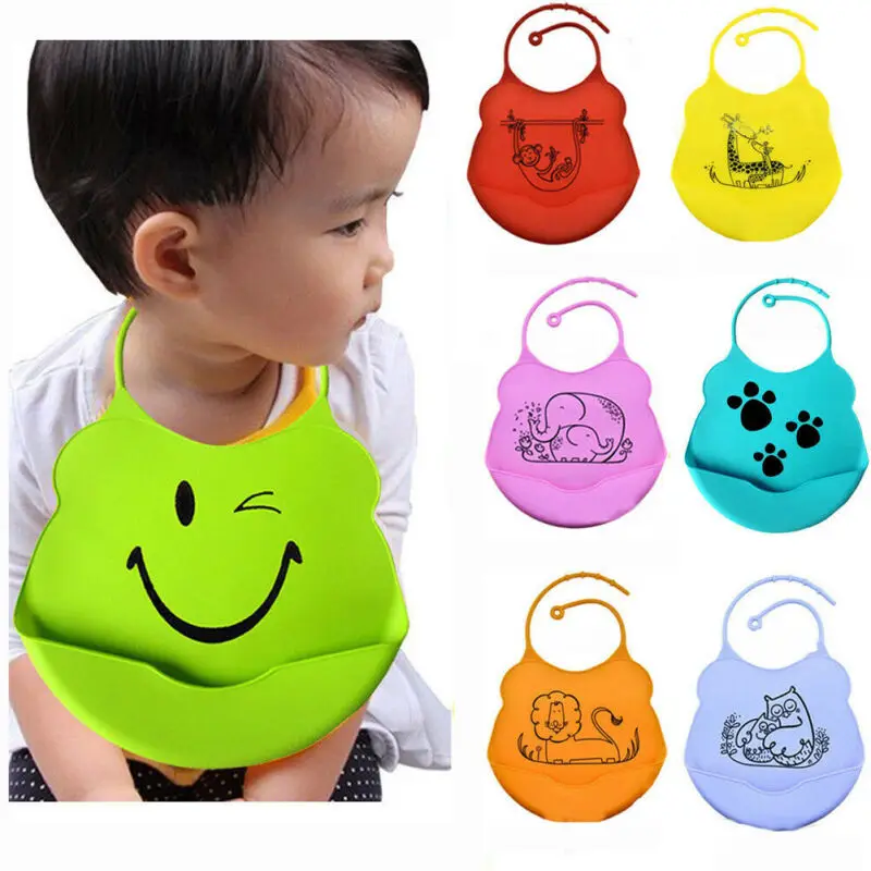 Модные водонепроницаемые детские мягкие силиконовые нагрудники для кормления