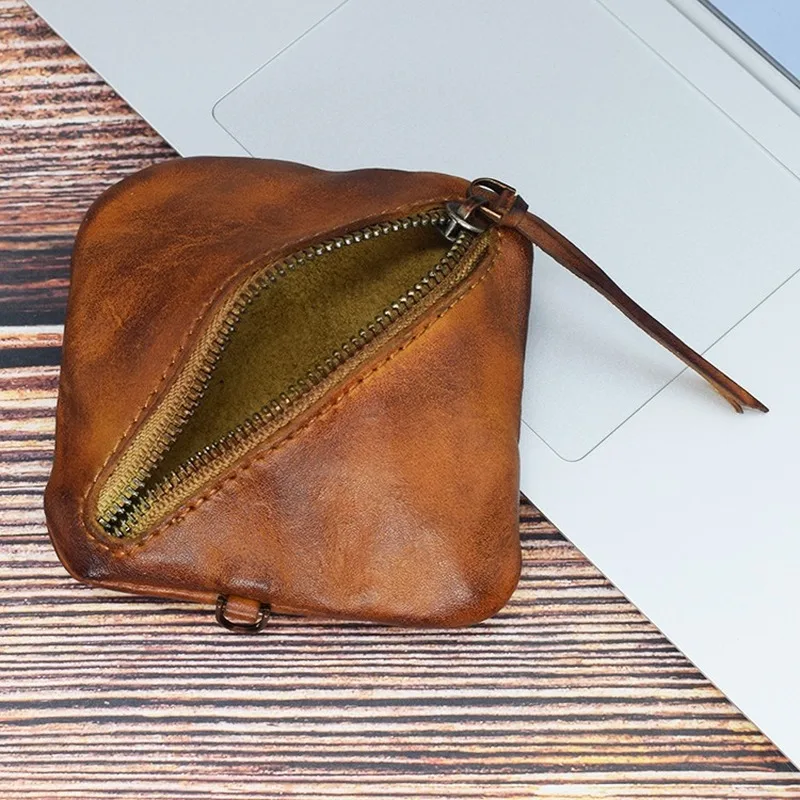 

Unsex 100% Top Cow Genuine Leather Creative Zipper Wallets Mini Bag Vintage Mini Wallets Fashion Purses Luxury Coin Pocket Bags