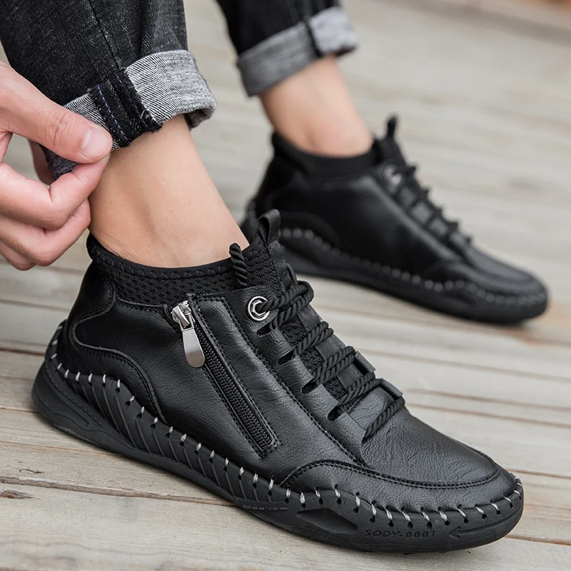 

Fashion Men's Casual Shoes handmade sewing Non-slip Sneakers Trend Flats Shoes Lace-up Men Shoes Zapatillas Hombre big size 48