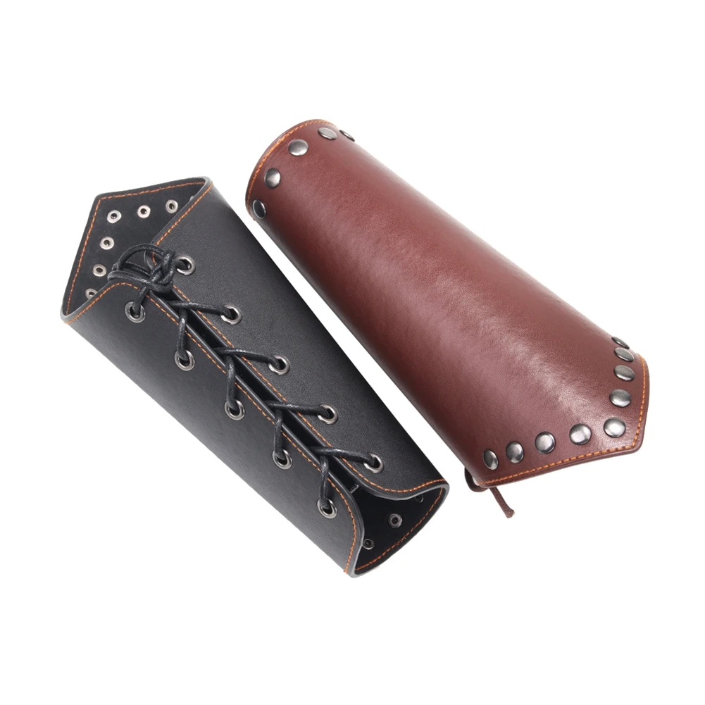 Medieval Bracers Steampunk PU Leather Wristband Bracer Rivet Arm Cuff Cosplay Props Riding Bike | Аксессуары для одежды