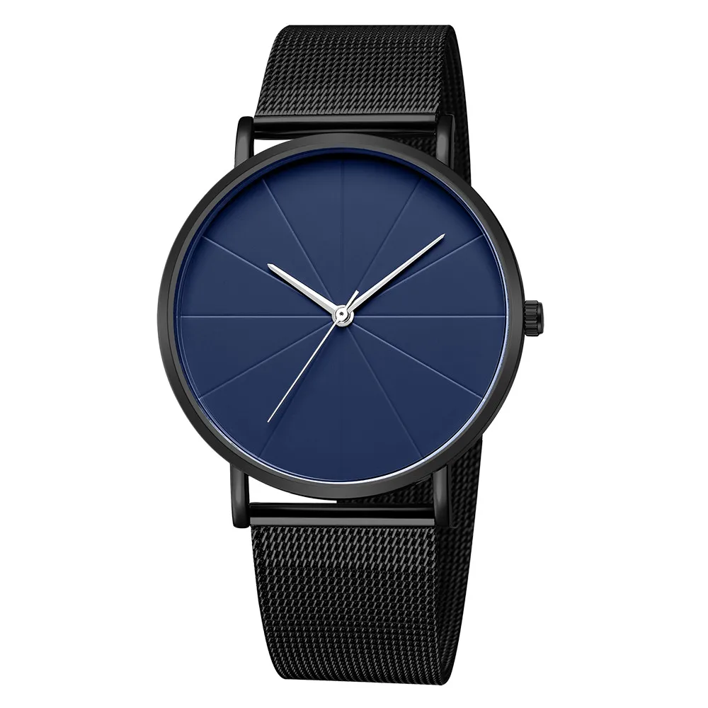 Minimalist Men Fashion Ultra Thin No Scale Blank Dial Watches Simple Men Business Stainless Steel Mesh Belt Quartz Watch