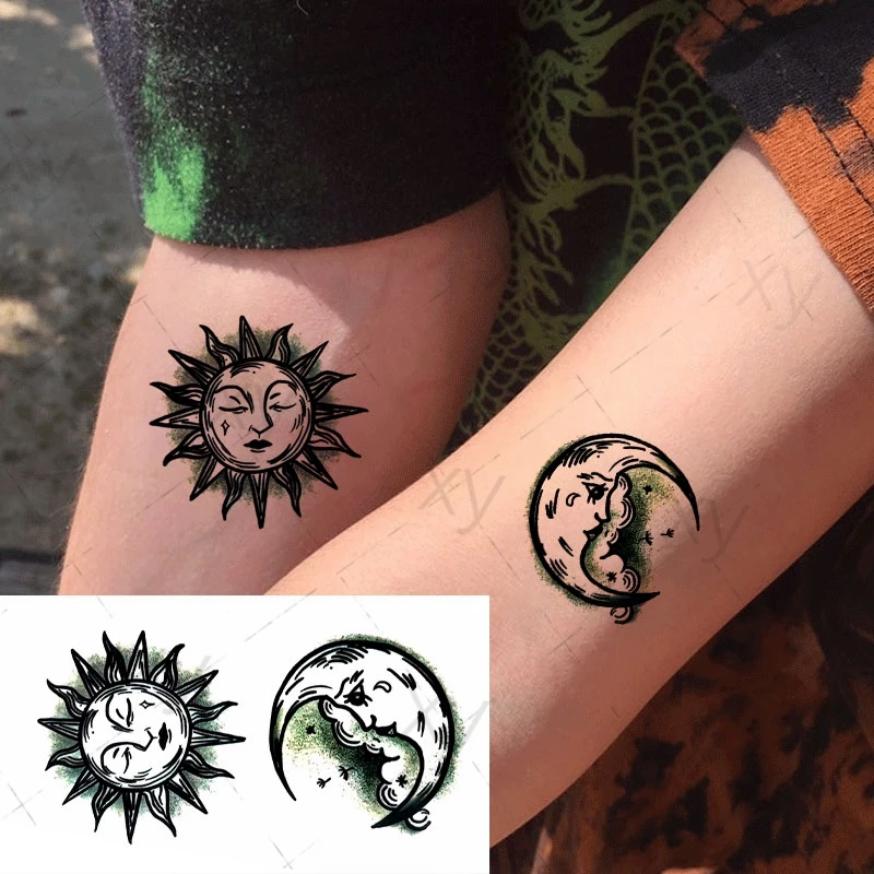 

Waterproof Temporary Tattoo Stickers Moon Hill Forest Star Fake Tatto Flash Tatoo Tatouage Body Art Hand Foot for Women Men Kids