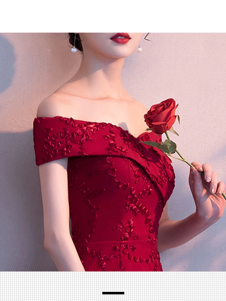 Вечернее платье с открытыми плечами Robe De Soiree Soild платье в пол вечерние платья с коротким рукавом деловая вечерняя одежда F164