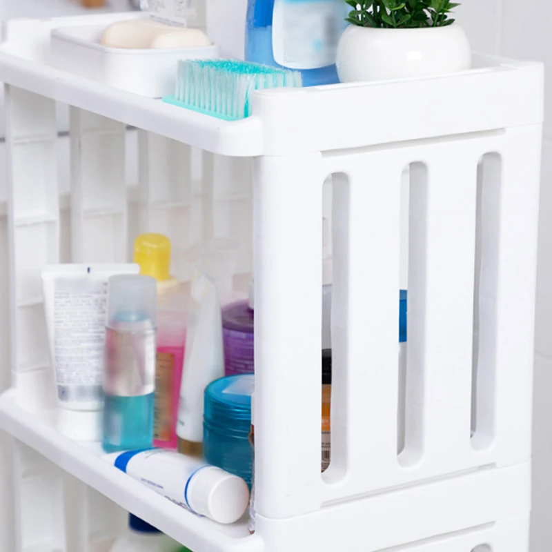 

2/3 Layers Thicken Kitchen Storage Rack Removable Fridge Gap Side Shelf With Wheel Bathroom Bottles Sundries Organizer Shelf