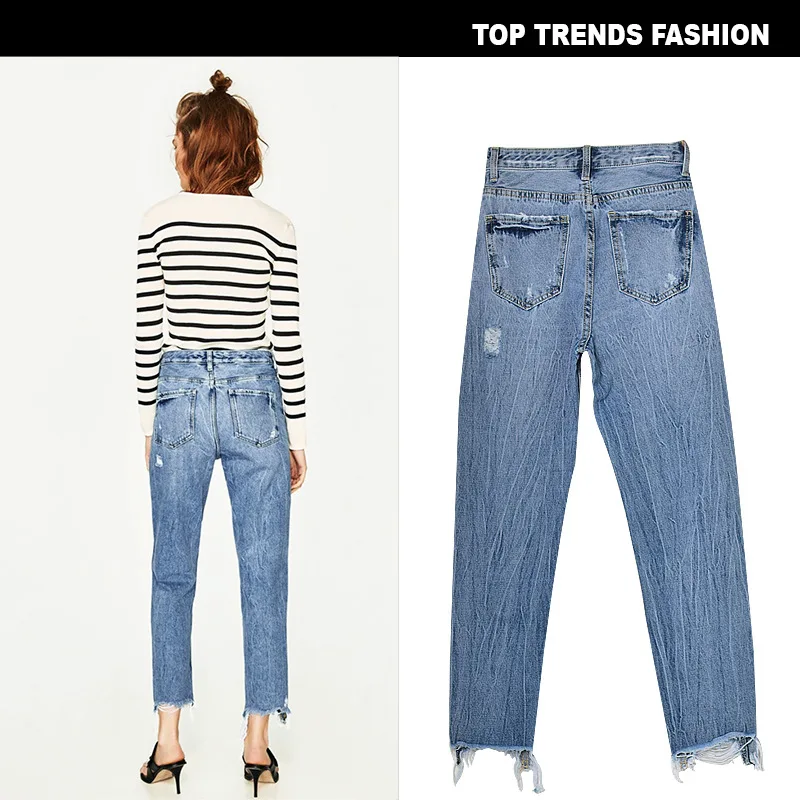 Женские Модные Узкие прямые джинсовые брюки с высокой талией и жемчугом | Женская