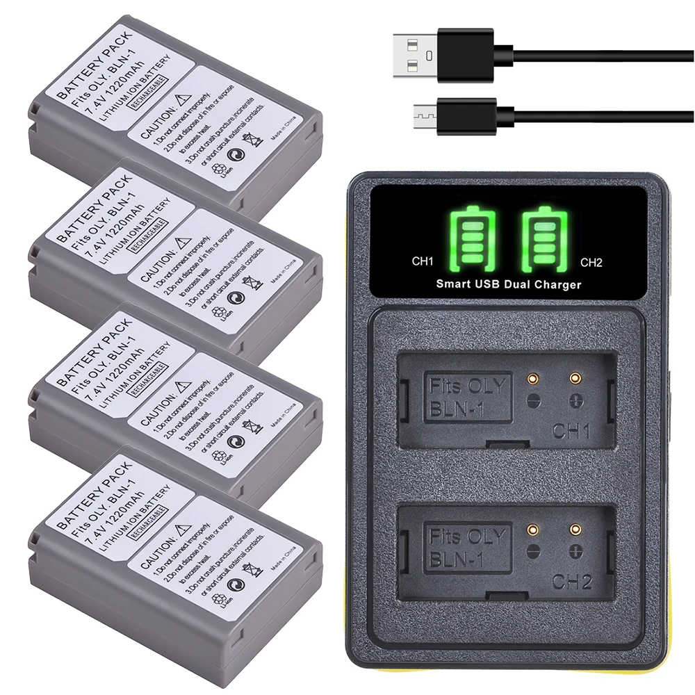 4x флейта BLN1 PS-BLN1 литий-ионная батарея + зарядное устройство USB для Olympus |