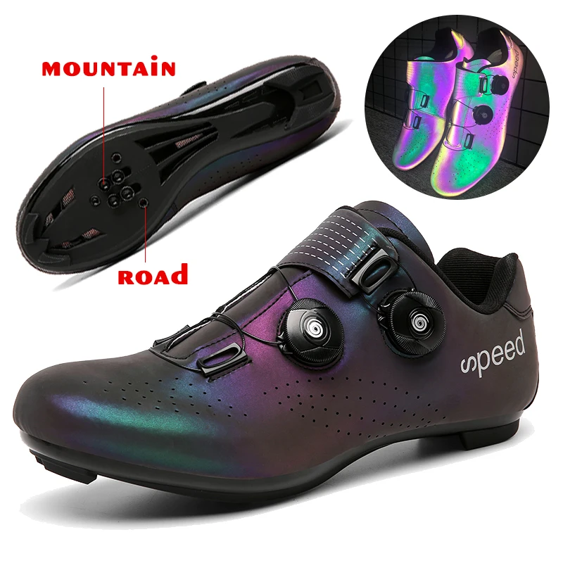 

Кроссовки мужские из углеродного волокна, профессиональная обувь для езды на велосипеде, самоблокирующиеся светящиеся, для горных велосип...