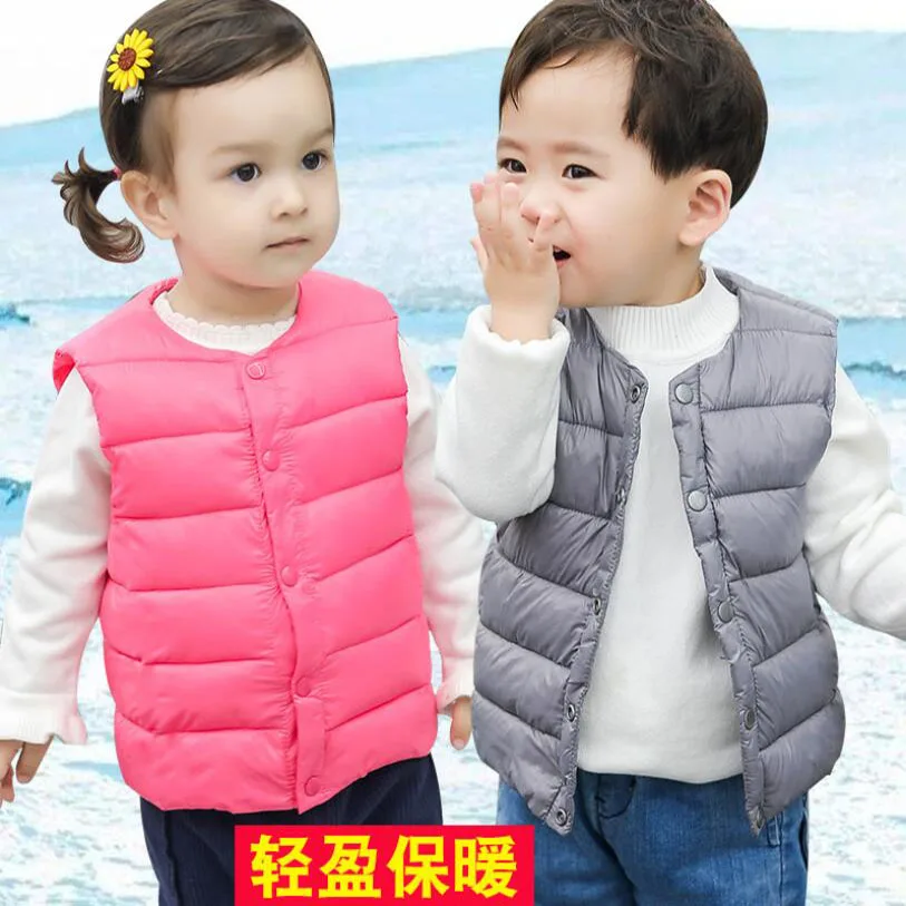 Одежда для девочек осенне весенний хлопковый жилет милый теплый пуховый с