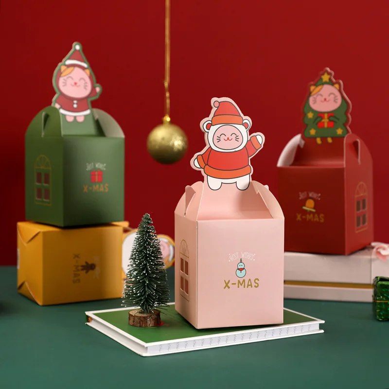 Мультяшные рождественские коробки для конфет и яблок Подарочная бумажная