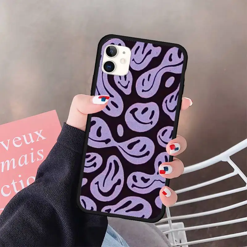 

Blue trippy smiley face Phone Cases for iPhone 11 12 pro XS MAX 8 7 6 6S Plus X 5S SE 2020 XR