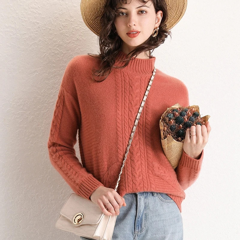 The knitting technology of new cashmere sweater in autumn and winter thickens women's jacket 100% pure | Женская одежда