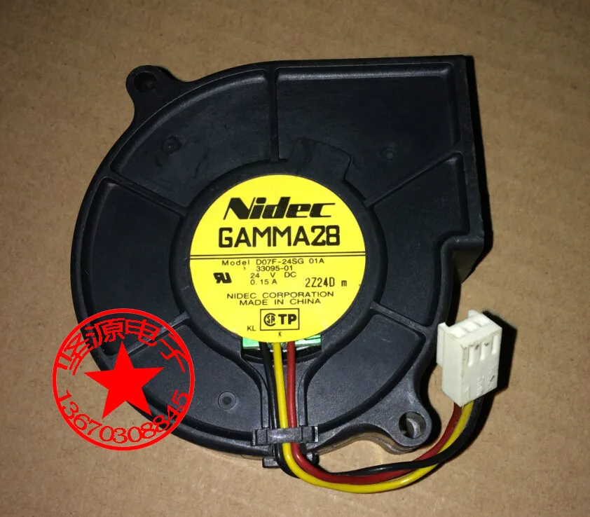 Радиатор охлаждения Вентилятор для NIDEC 7530 24V 0.15A D07F 24SG 75x75x30 мм 3100 об/мин 3Pin